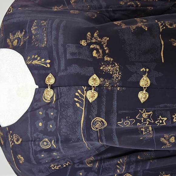 Pride & Joy Vintage Women's Blue Art to Wear Tunic Style Size 12 - Picture 3 of 9